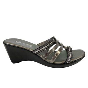 Florentine Heeled Sandals Womens 40 Silver  Bling Glam Wedge Vacation Cruise